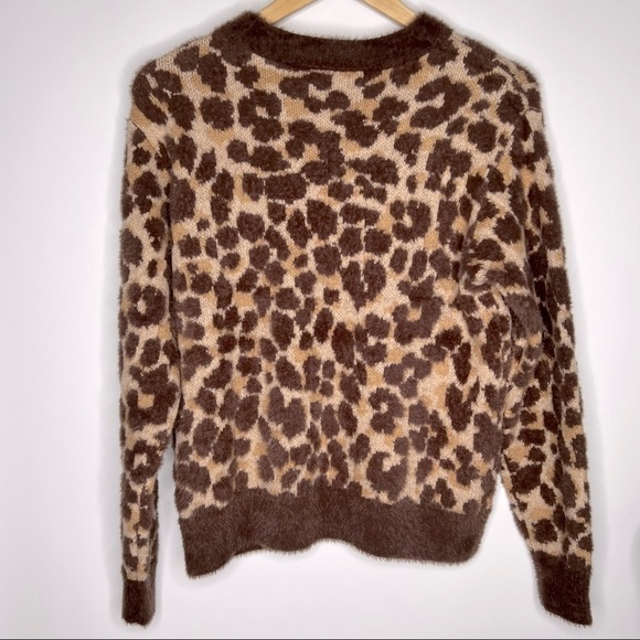 Nwt ANN Taylor Sweater Leopard Print Crew Neck brown tan size XS - Picture 6 of 7